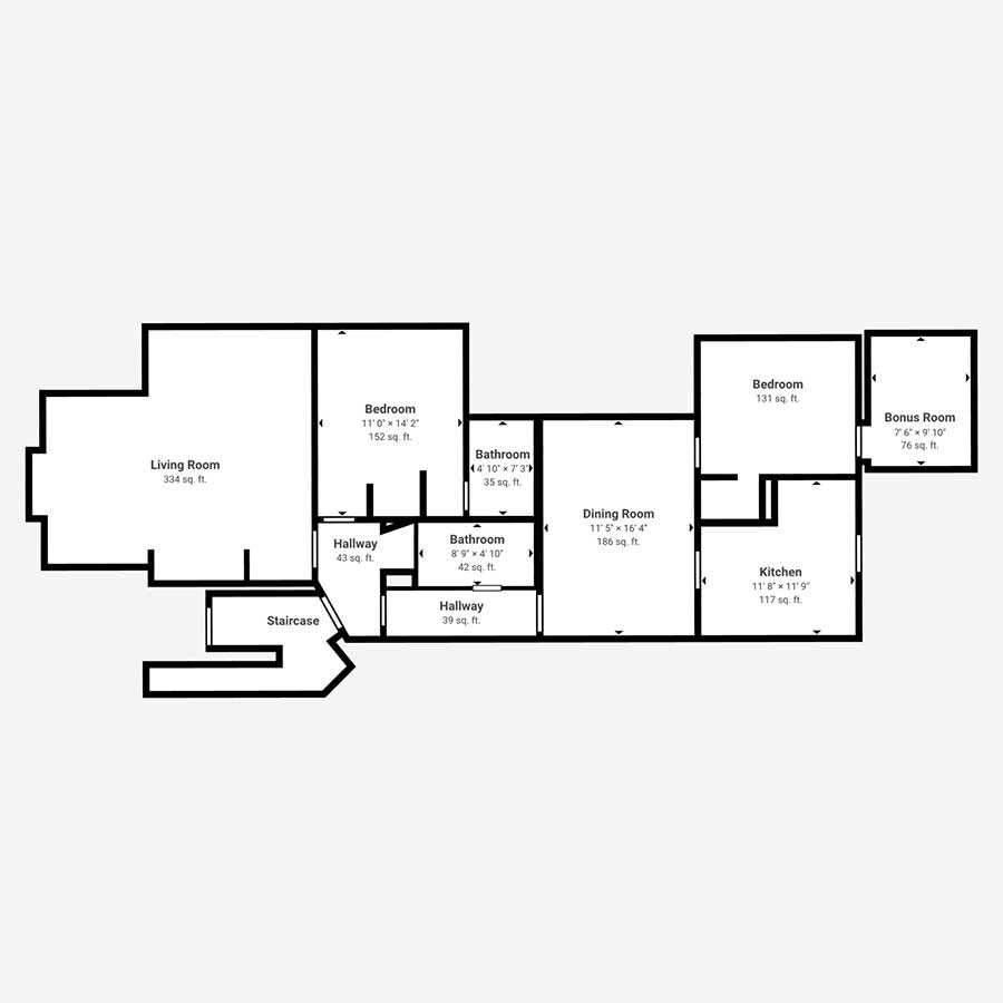 Apartment kitchen and floorplan visualization style image